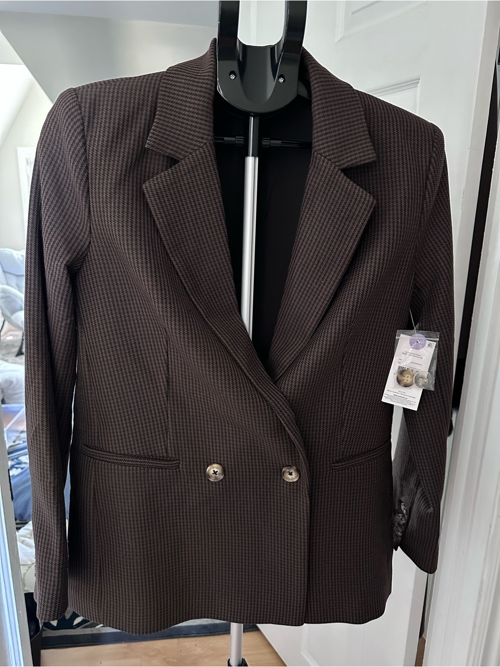 George Brown Houndstooth Blazer with Brown Lining